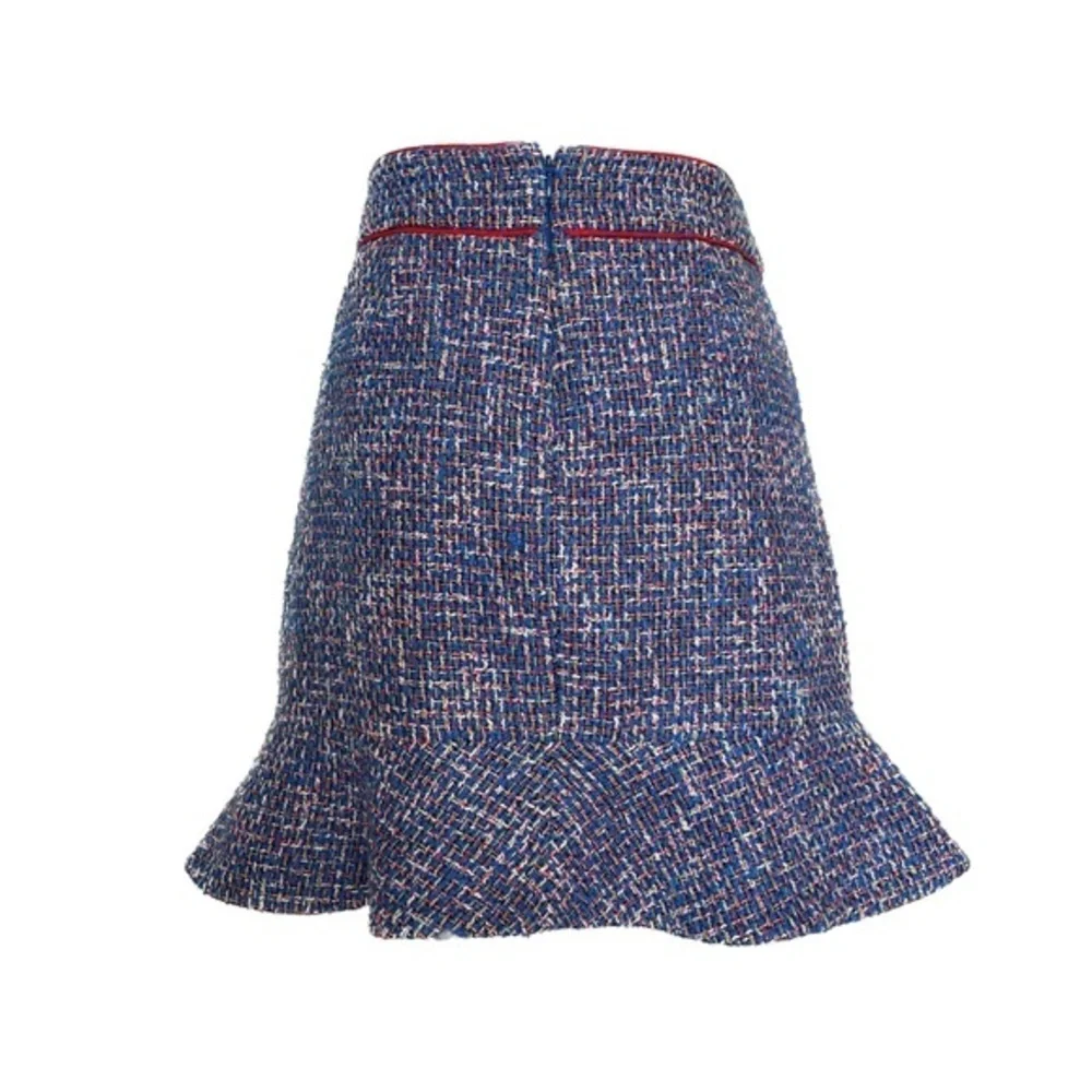 J. Crew Blue Red Flared Tweed Skirt Size 4